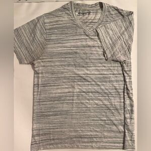Airwalk Men’s Short Sleeve V-Neck Tee - Light Gray Stripe